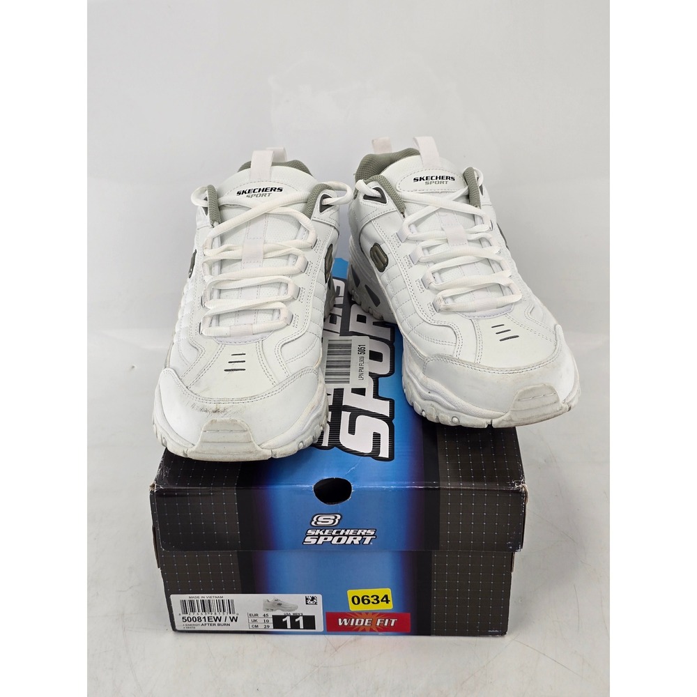 Skechers Energy After Burn Mens 11 White Wide Fit Sneakers 50081EW - Excellent